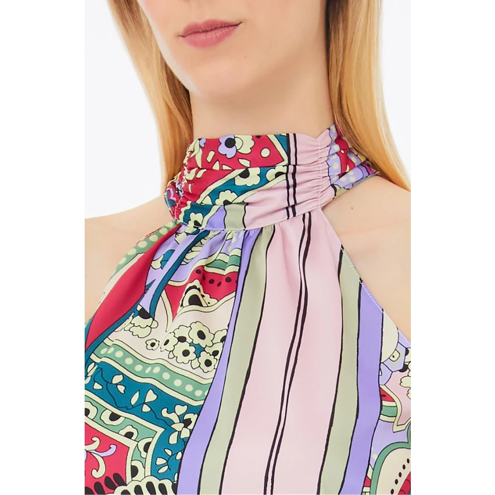 Liu Jo Multicolor Mouwloze Top met Hoge Kraag Multicolor Dames