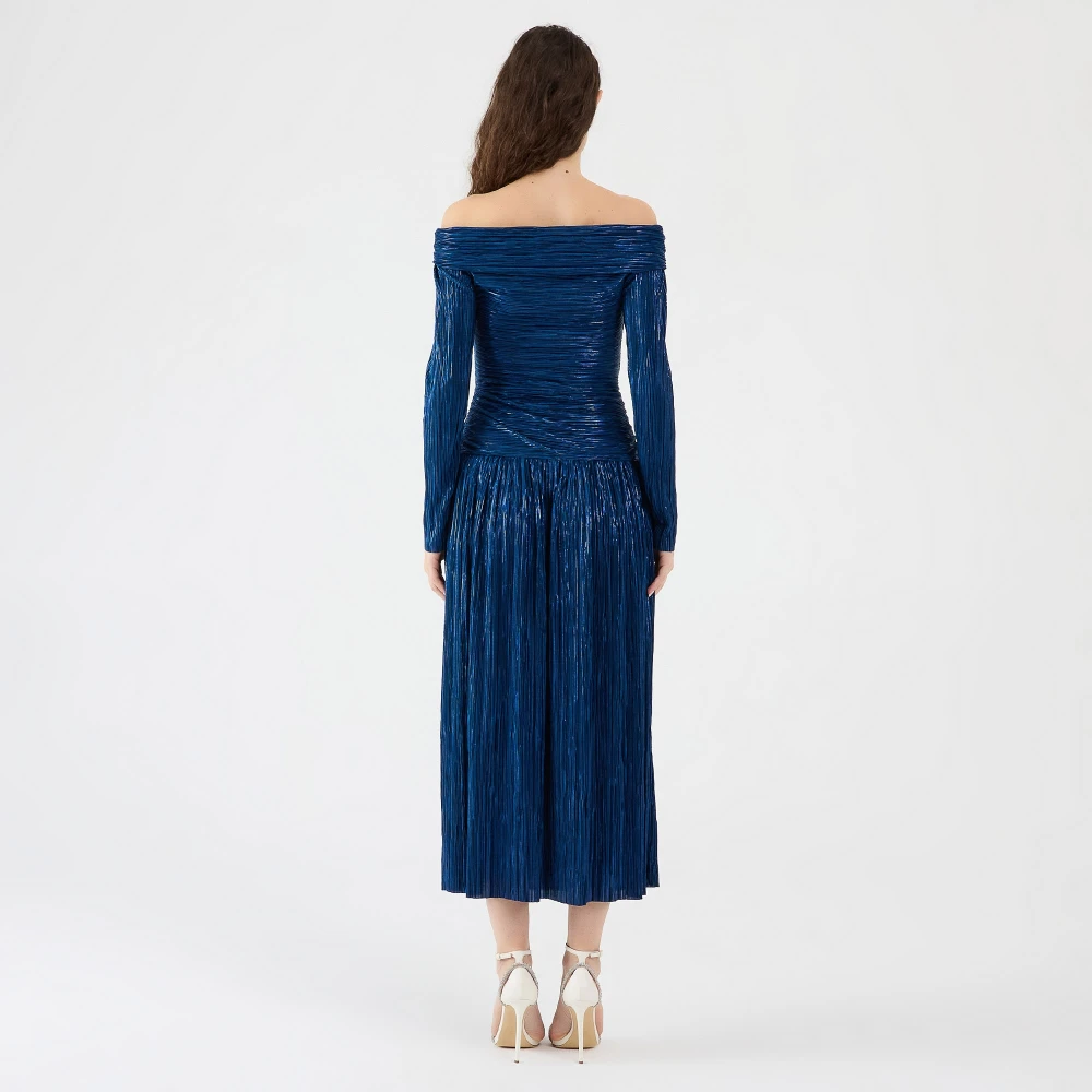 Sabina Musayev Metallic stof lange jurk Blue Dames