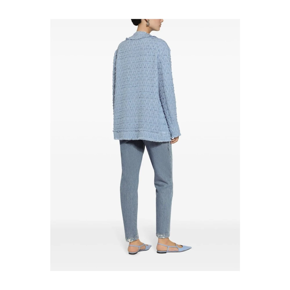 Dolce & Gabbana Celeste Katoenen Jas Multitask Zakken Blue Dames