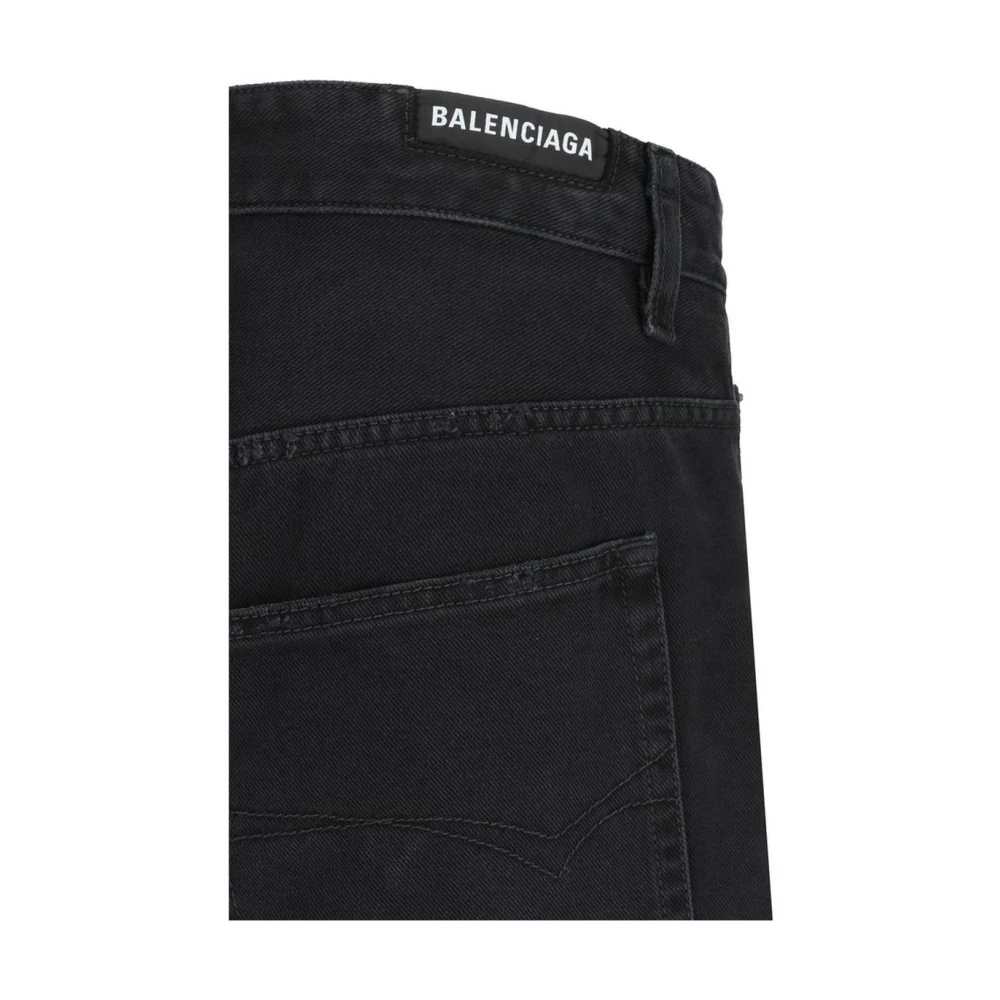 Balenciaga Wide Leg Denim Jeans Black Heren