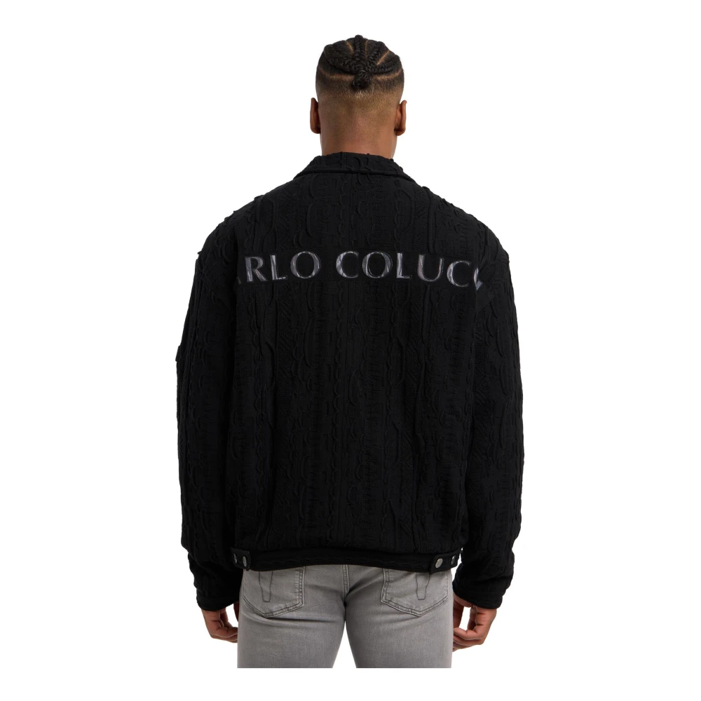 carlo colucci Luxe Gebreide Blouson met Gouden Print Black Heren