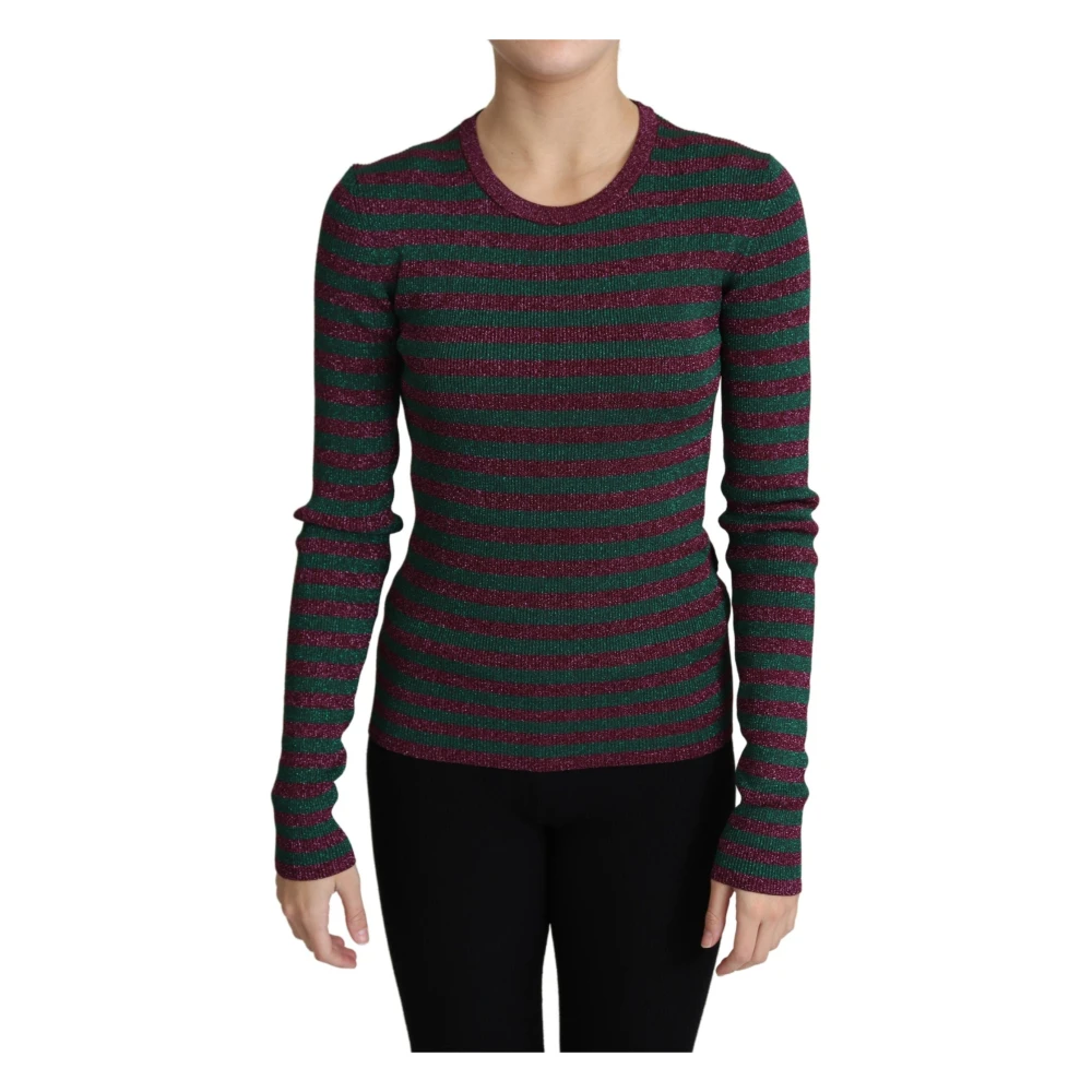 Dolce & Gabbana Women's Multicolor Stripes Crew Neck Pullover Jumper - Round-Neck Knitwear - M - Knitwear