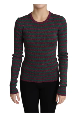 Multicolor Stripes Crew Neck Pullover Sweater