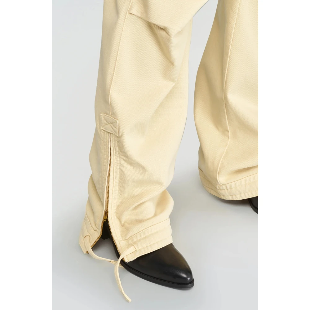 Semicouture Cargo denim jeans met brede taille Yellow Dames