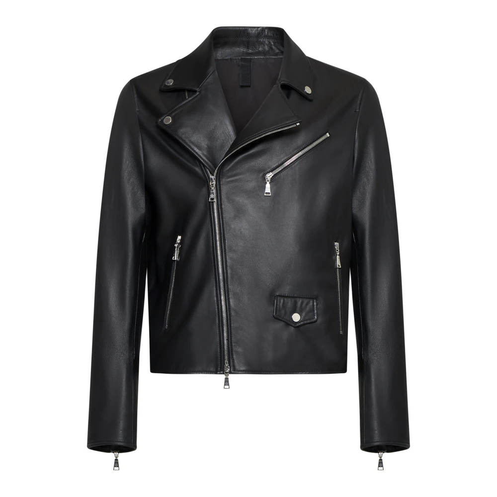 Tagliatore Zwart Leren Bikerstijl Jas Black Heren