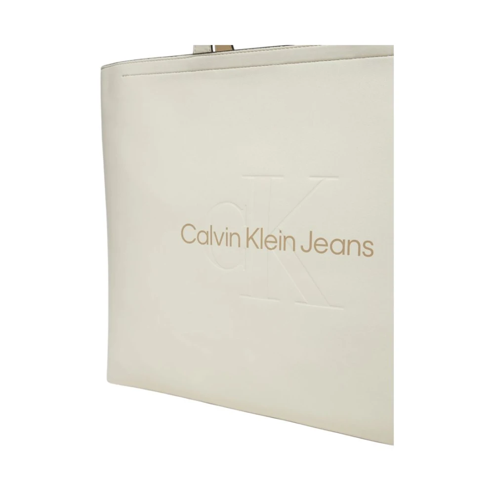 Calvin Klein Jeans Witte Polyurethaan Dames Handtas Lente Zomer White Dames