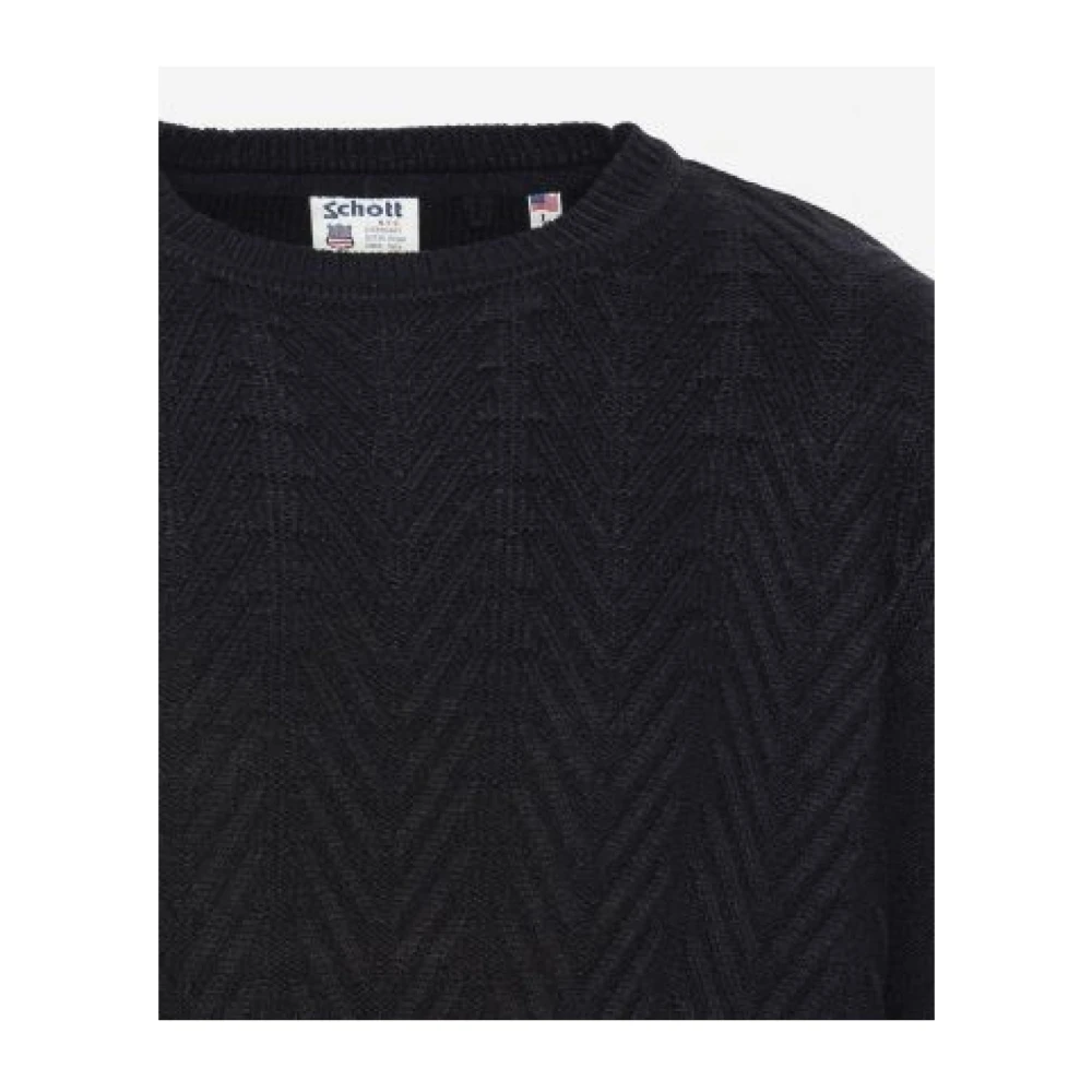 Schott NYC Ronde hals trui Tons: Zwart Black Heren