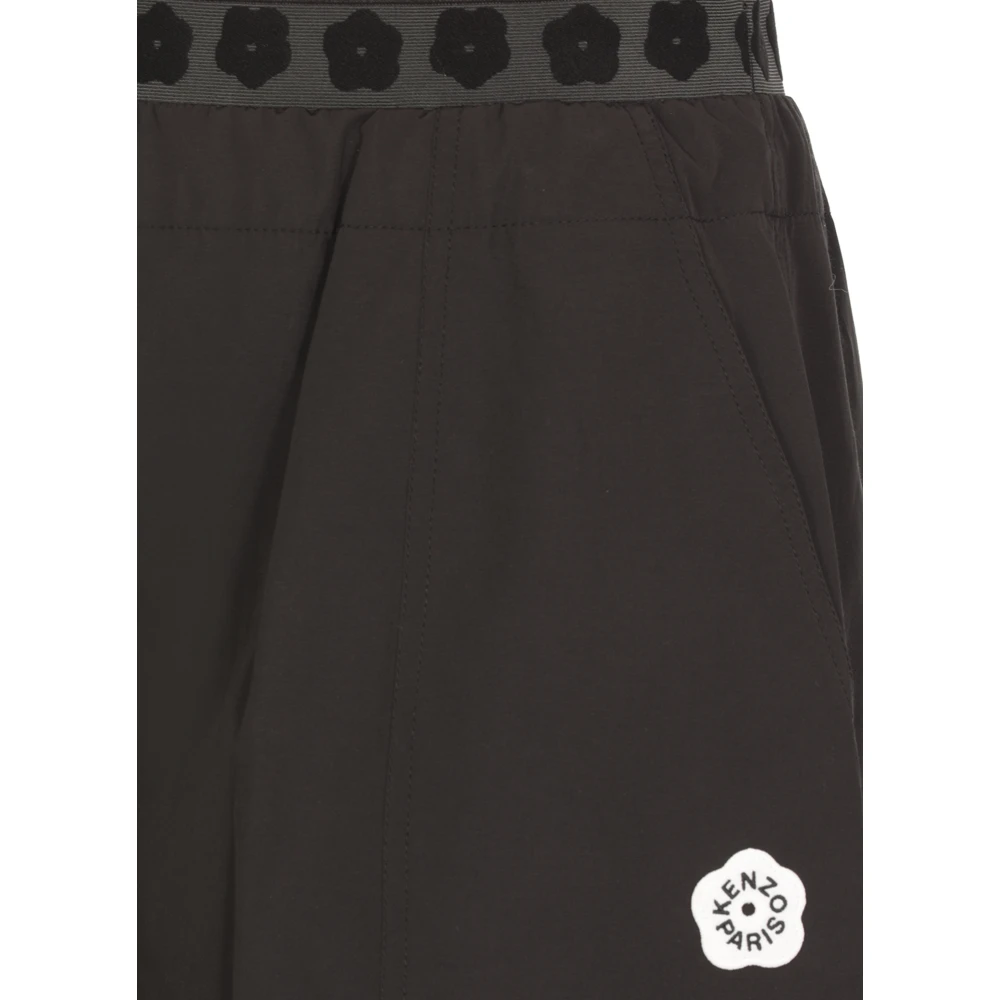 Kenzo Zwarte Katoenmix Elastische Taille Shorts Black Dames