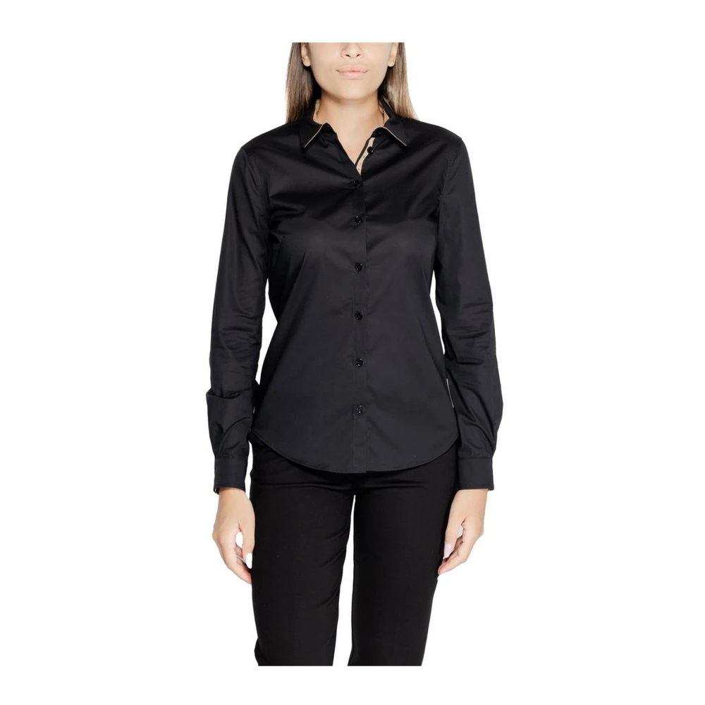 Alviero Martini 1a Classe Klassieke Stijl Zwarte Katoenen Overhemd Met Lange Mouwen Black Dames