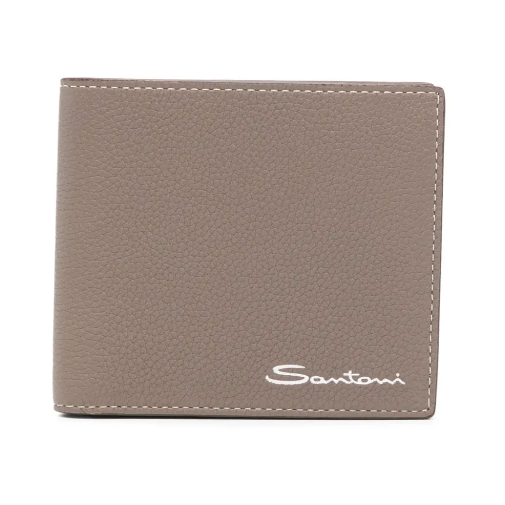Santoni Mannelijk Beige Accessoires Heren, One Size, Leer, Tumbled Leather Wallet