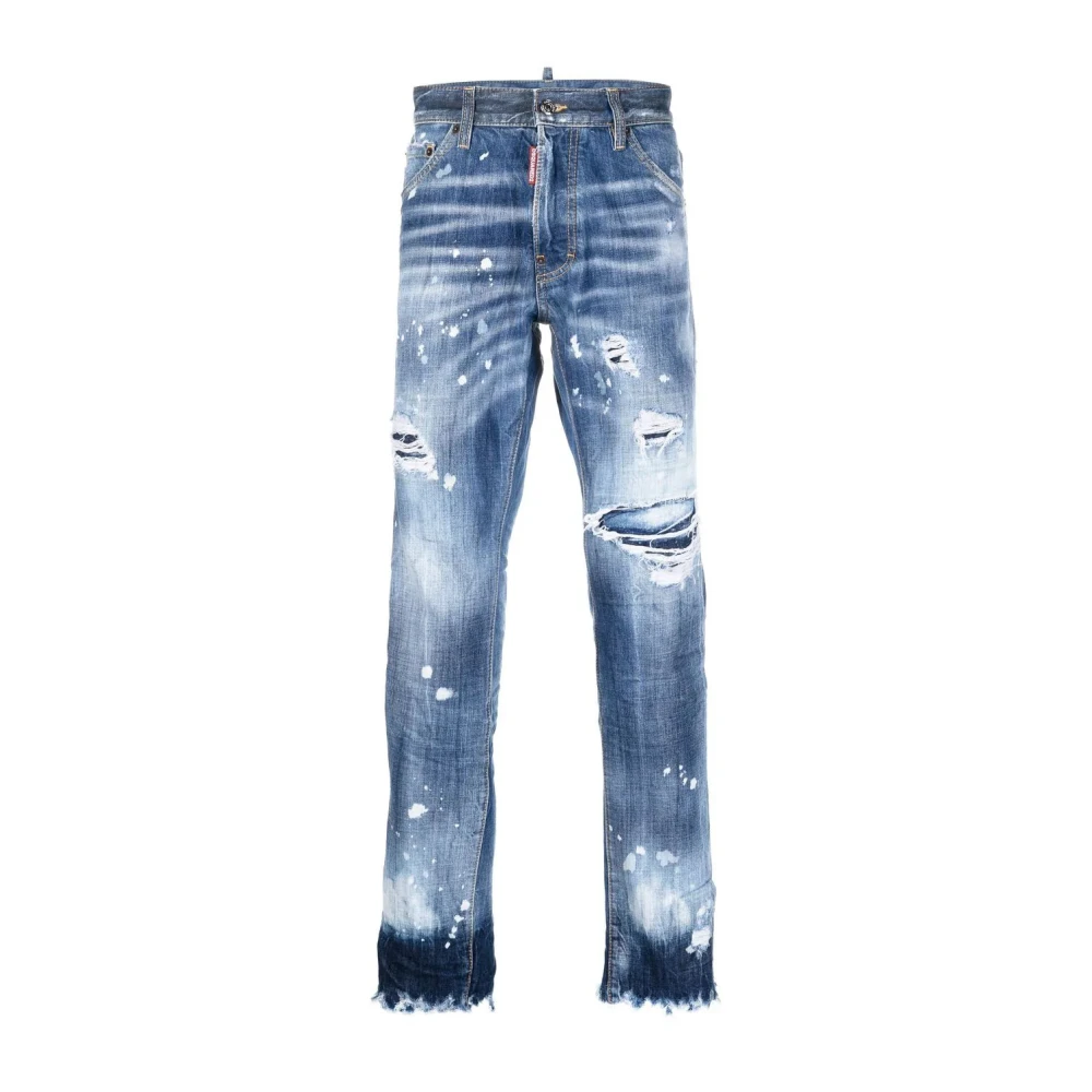Dsquared2 Versleten Slim Fit Blauwe Jeans Blue Heren