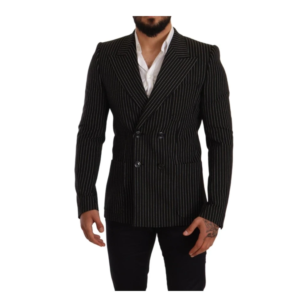 Dolce & Gabbana Men's Black Striped Peak Lapel Blazer - Blazers - M - Suits