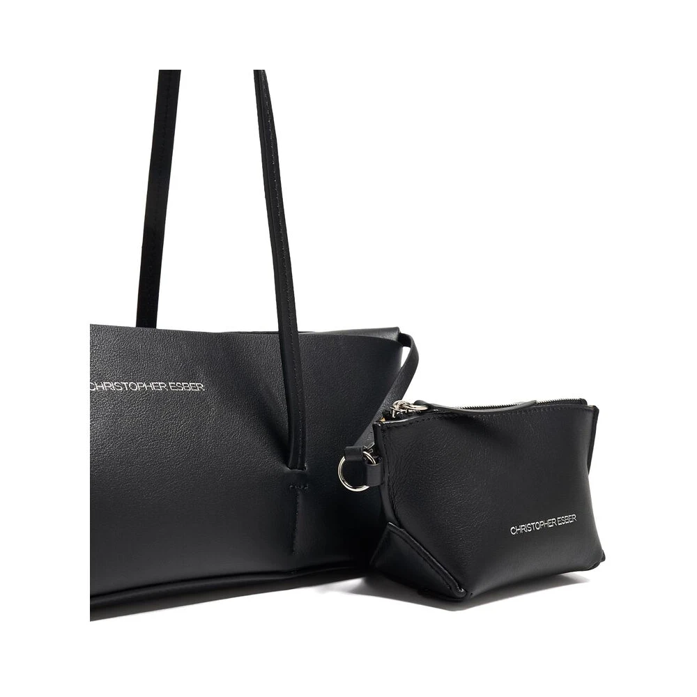 Christopher Esber Zwarte leren tas met logo Black Dames