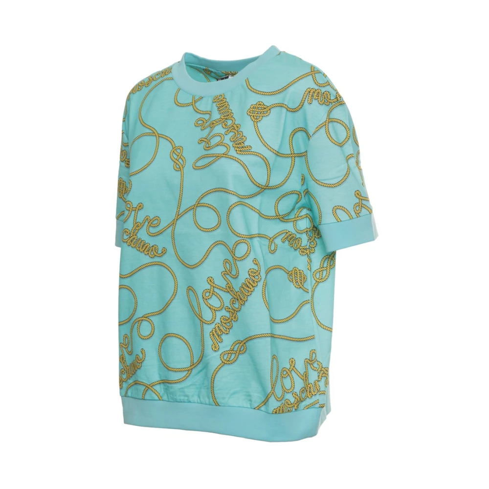 Moschino Logo Katoenen T-shirt voor Vrouwen Blue Dames