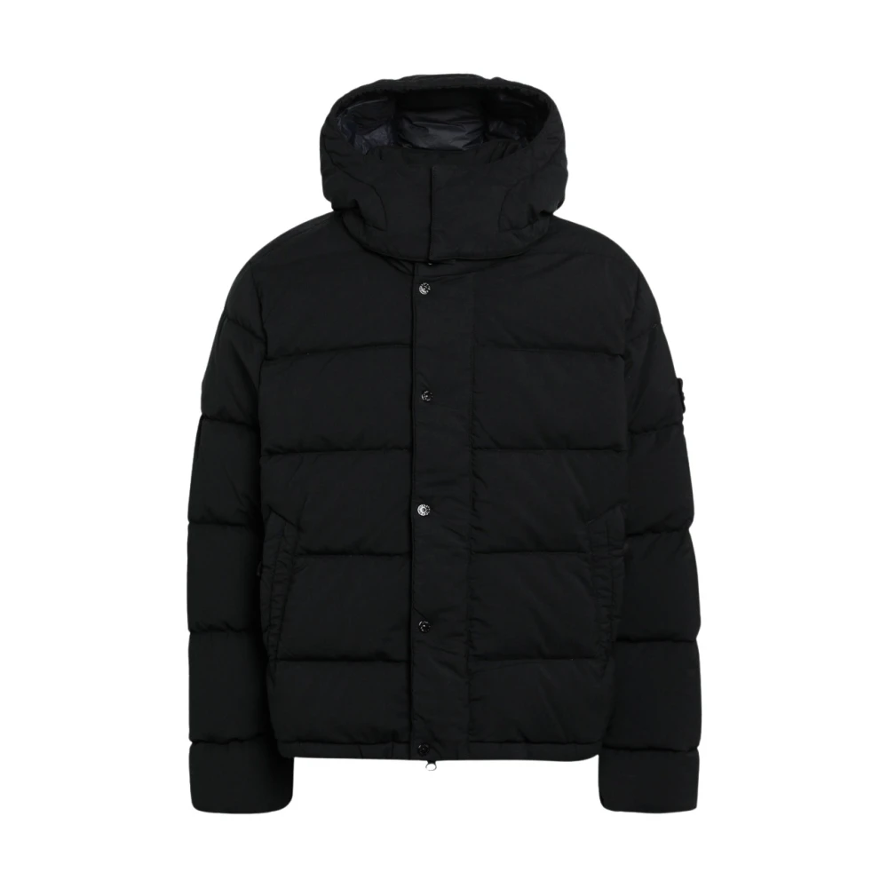 Stone Island Stretch Wool Blend Down Jacket - Male - Winter Jackets - Black - L - Jackets