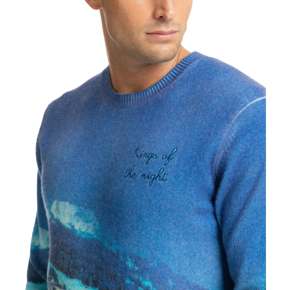 MC2 Saint Barth Nacht Koning Abstracte Sweater met Logo Blue Heren