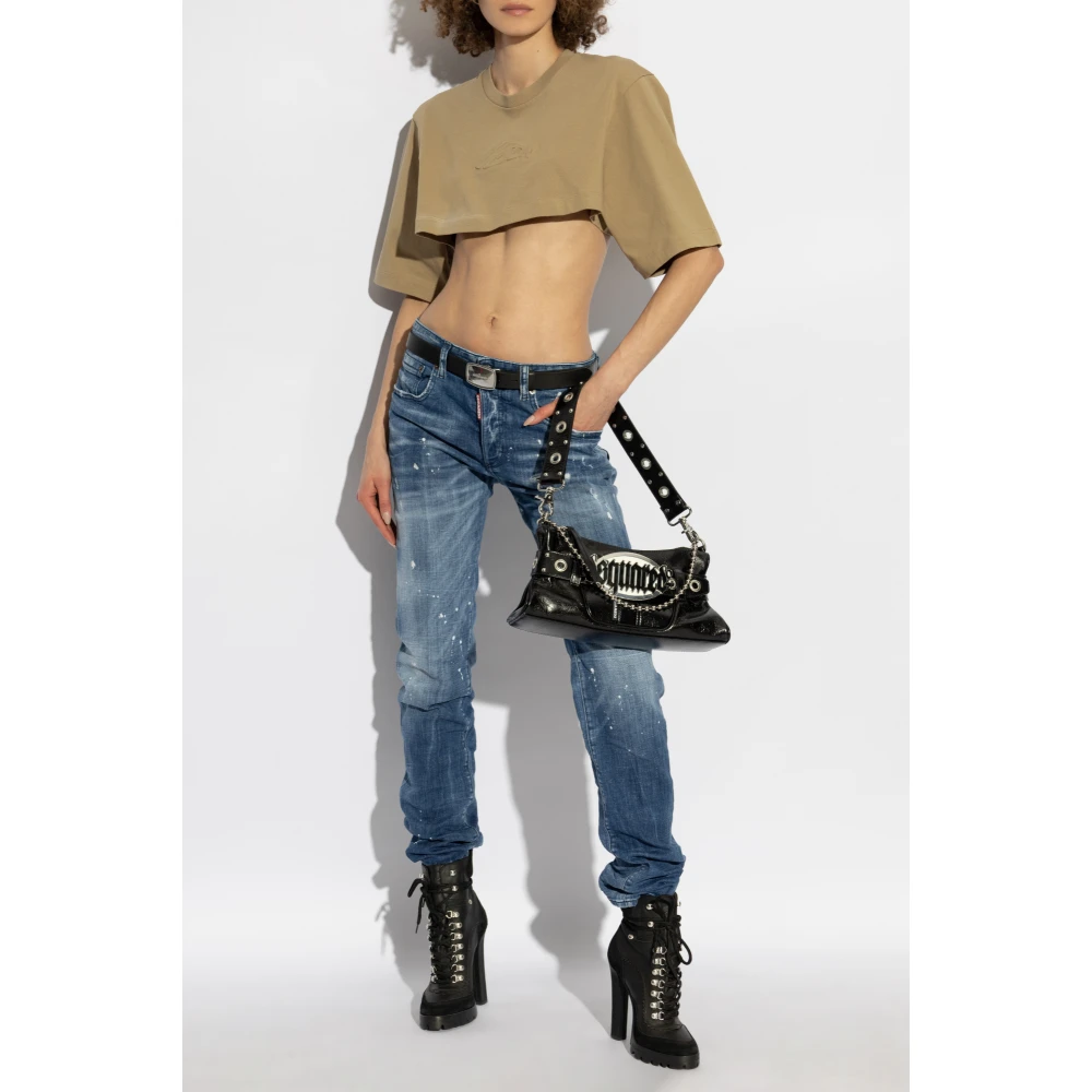 Dsquared2 Korte loszittende t-shirt Beige Dames