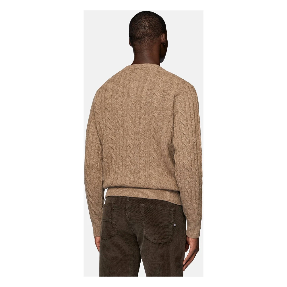 Boggi Milano Wol wollen trui met ronde hals Beige Heren