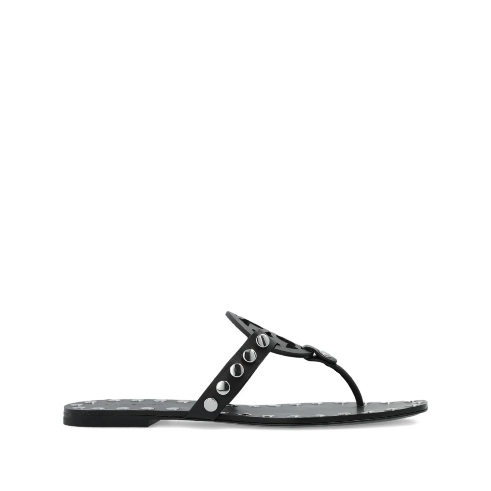 Tory Burch Women's Black Studded Miller Flat Sandals
