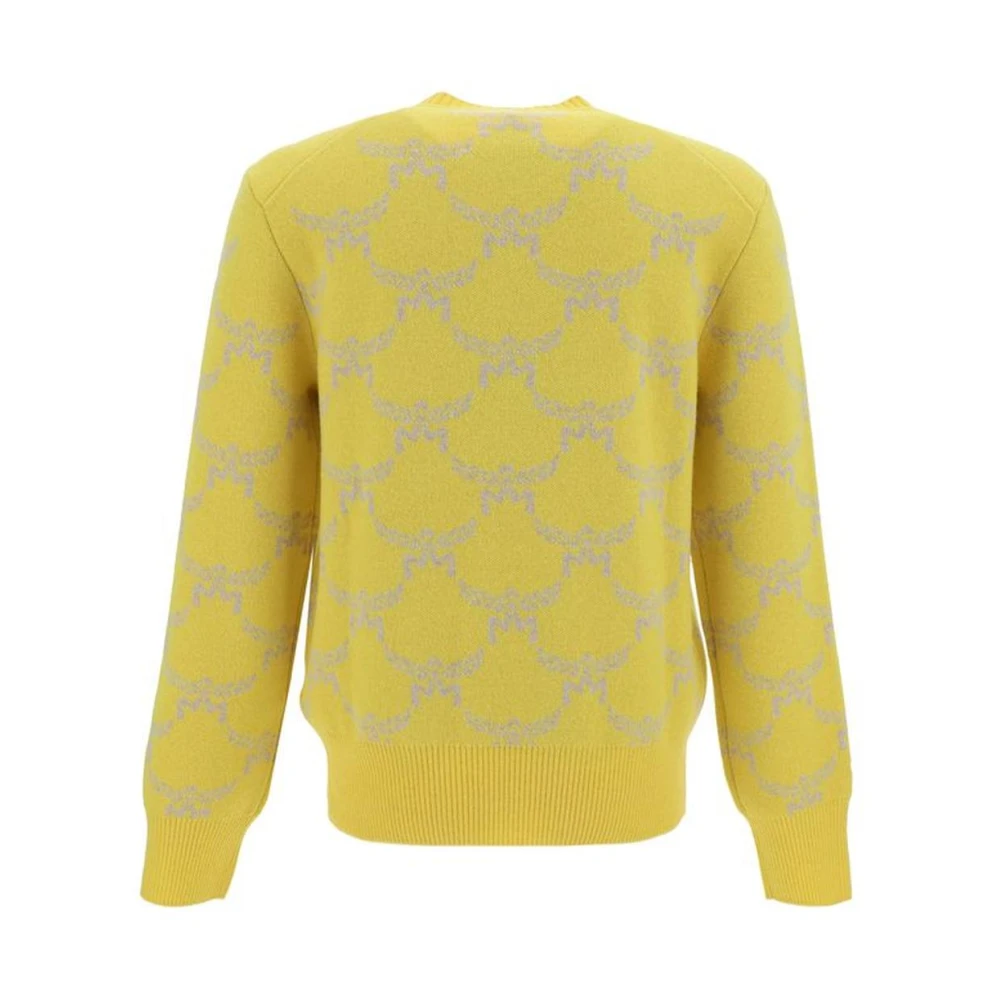 MCM Geribbelde wollen trui met ronde hals Yellow Heren