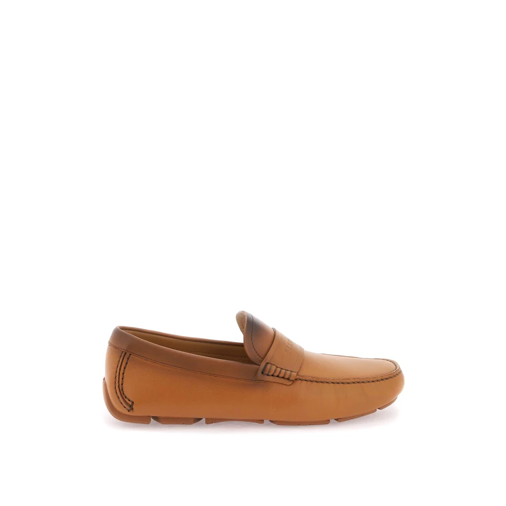 Salvatore Ferragamo Penny Bar Loafers i bränn-effekt läder Brown, Herr