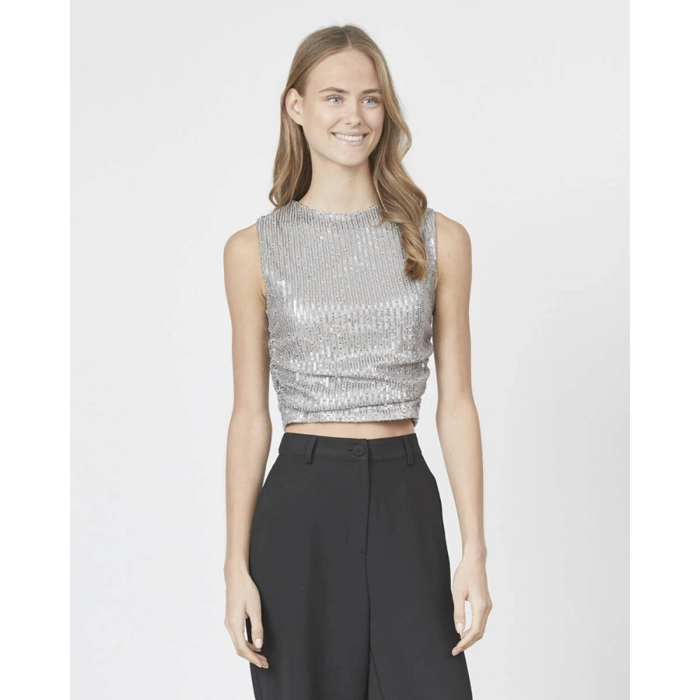 Sisters Point Lange Mouw Top Esme Stijl Gray Dames