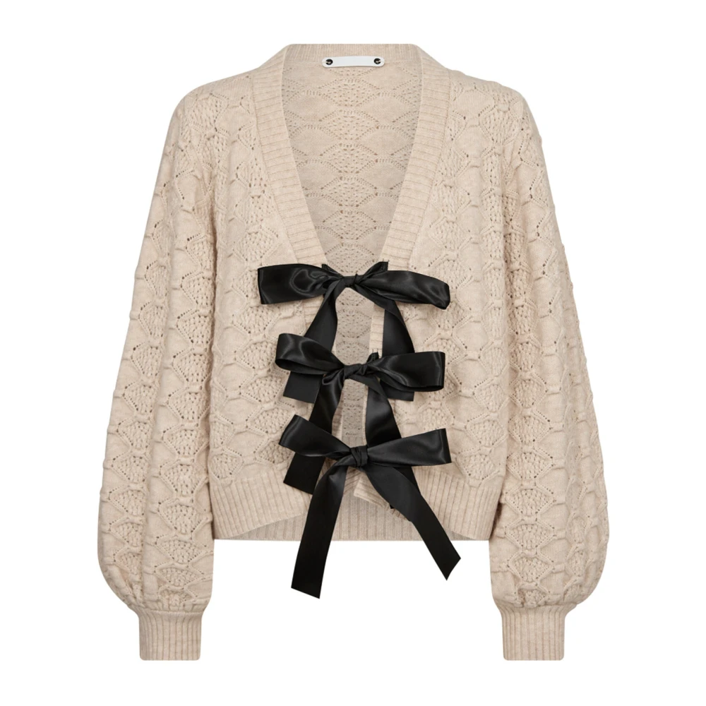 Co'Couture Strikvest met Strik en Pofmouwen Beige Dames