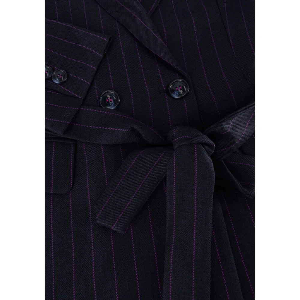 Pom Amsterdam Midnight Blue Gestreepte Blazer Blue Dames