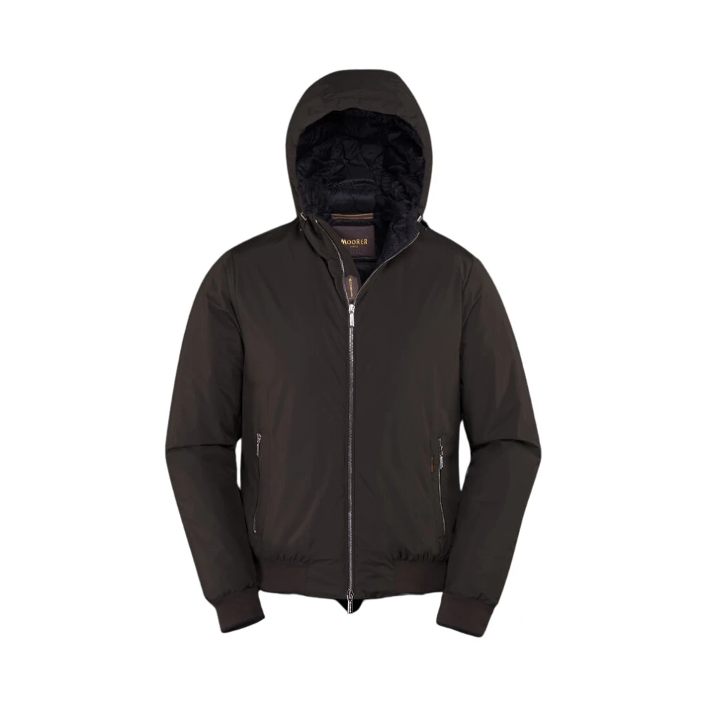 Moorer Men's Green Down Jackets, M, Hooded Bomber Jacket