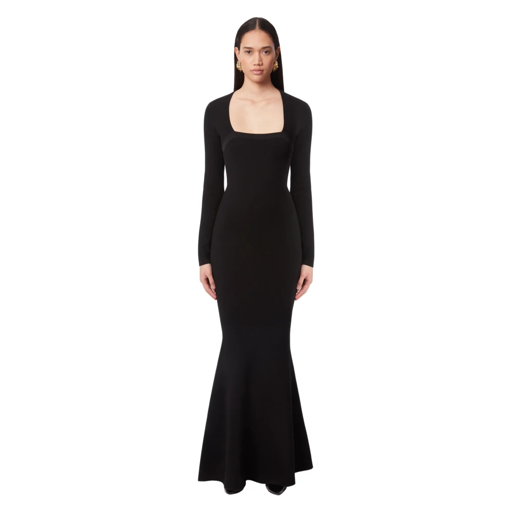 Nina Ricci Zwarte Wol Zeemeermin Jurk Black Dames