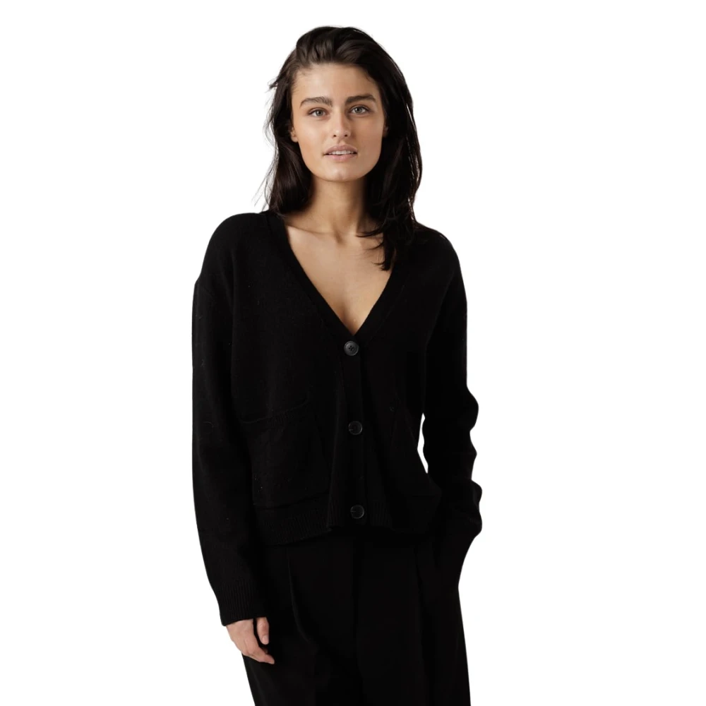 Closed Zwart Wolmix V-hals Vest Black Dames