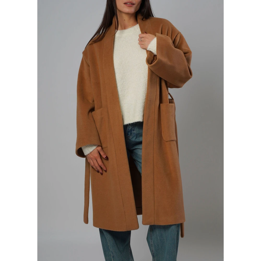 H2O Oversized Wollen Jas Brown Dames