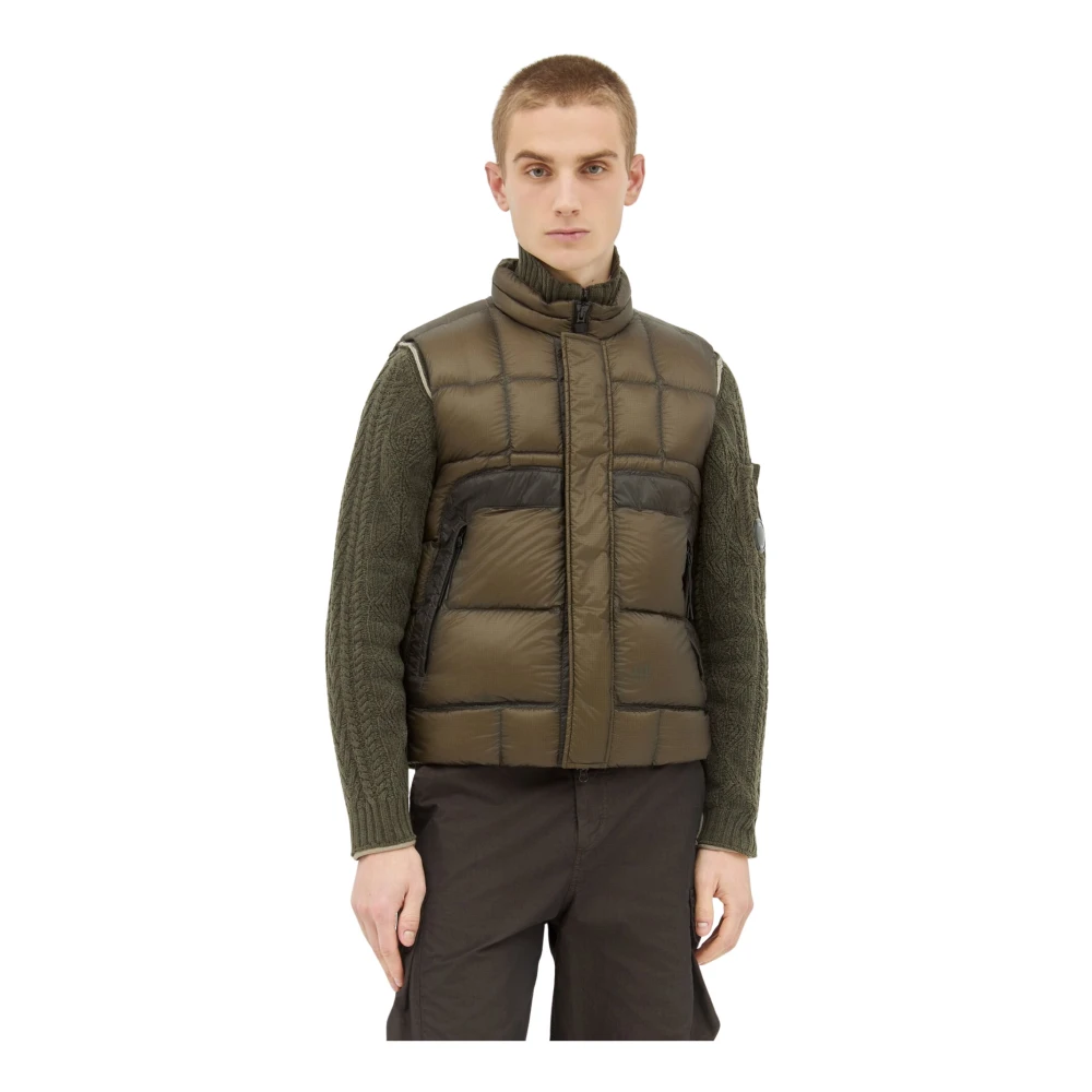 C.P. Company Geruit Motief Puffer Vest Green Heren