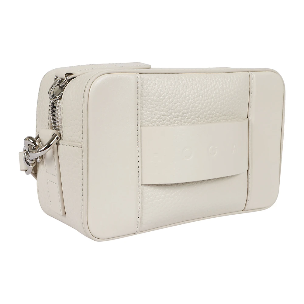 Hogan Leren Cameratas Zwart Gladde Riem Beige Dames