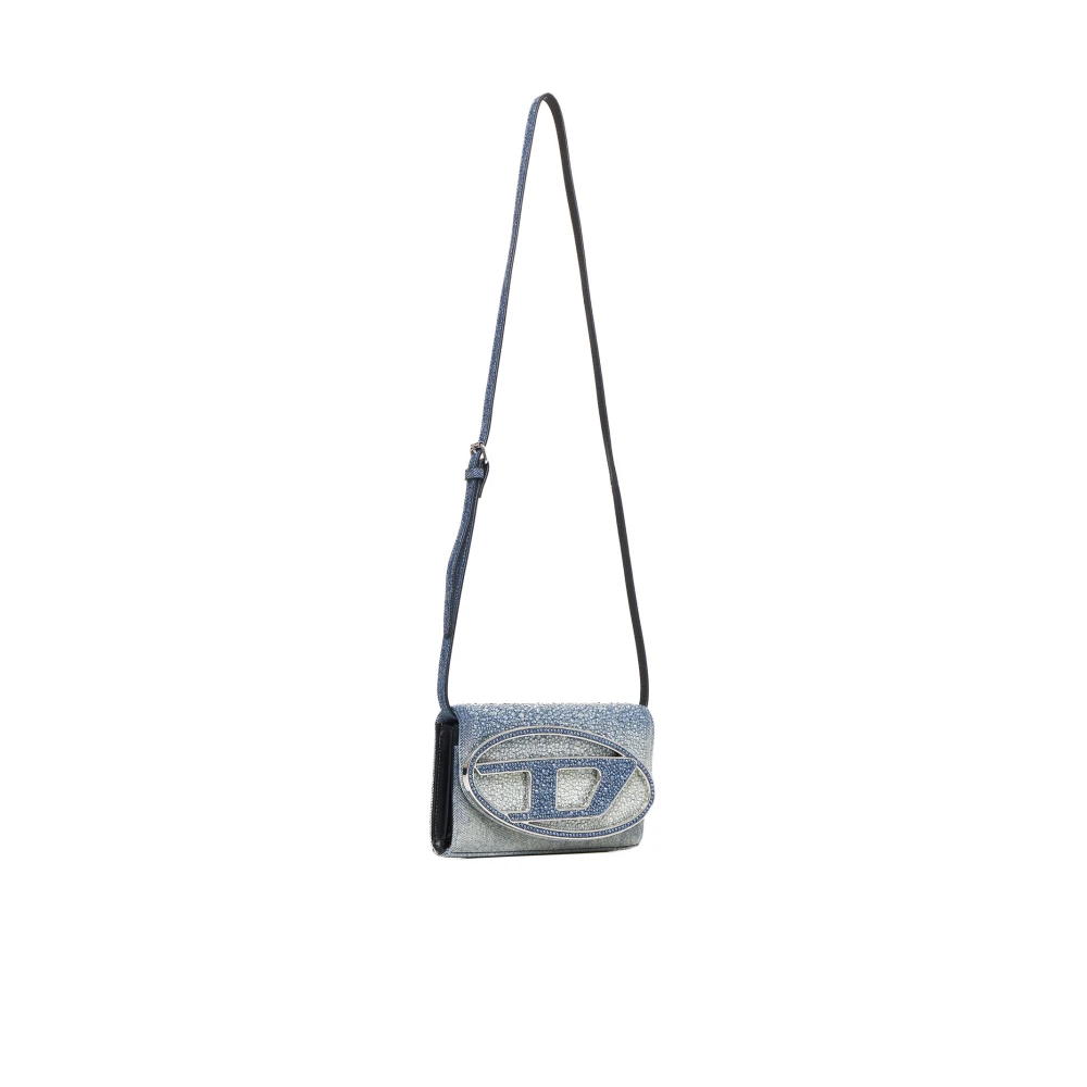 Diesel Rhinestone Gradient Blue Denim Portemonnee Tas Blue Dames