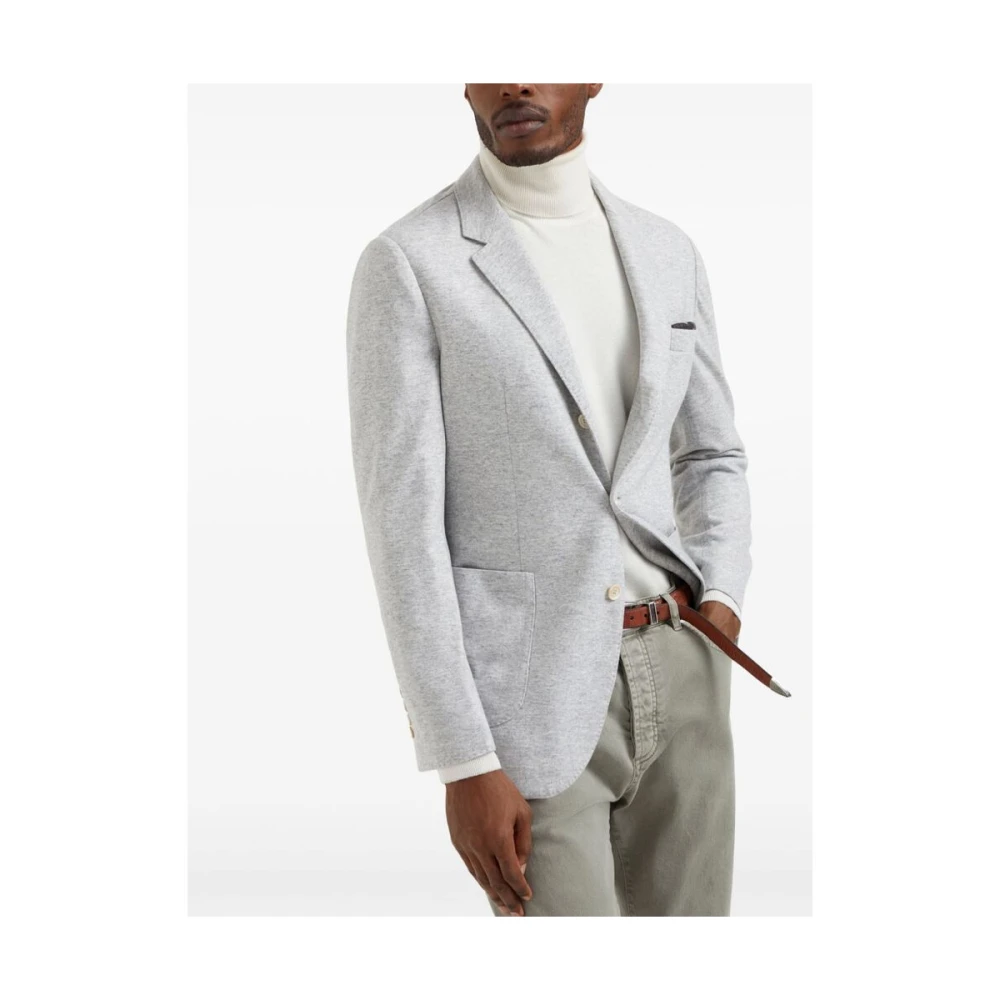 BRUNELLO CUCINELLI Kasjmier Grijze Jas met Revers Gray Heren