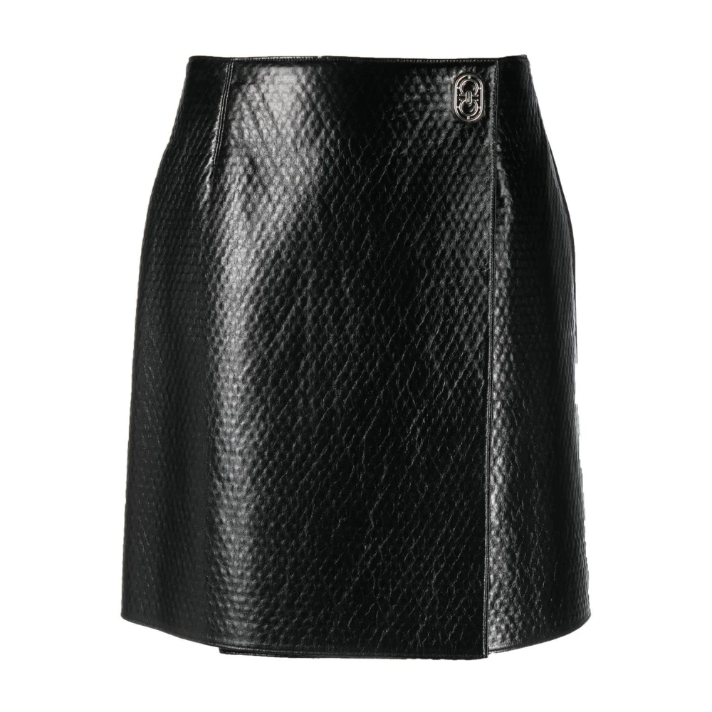 Salvatore Ferragamo Zwarte Leren Rok Casual Stijl Black Dames