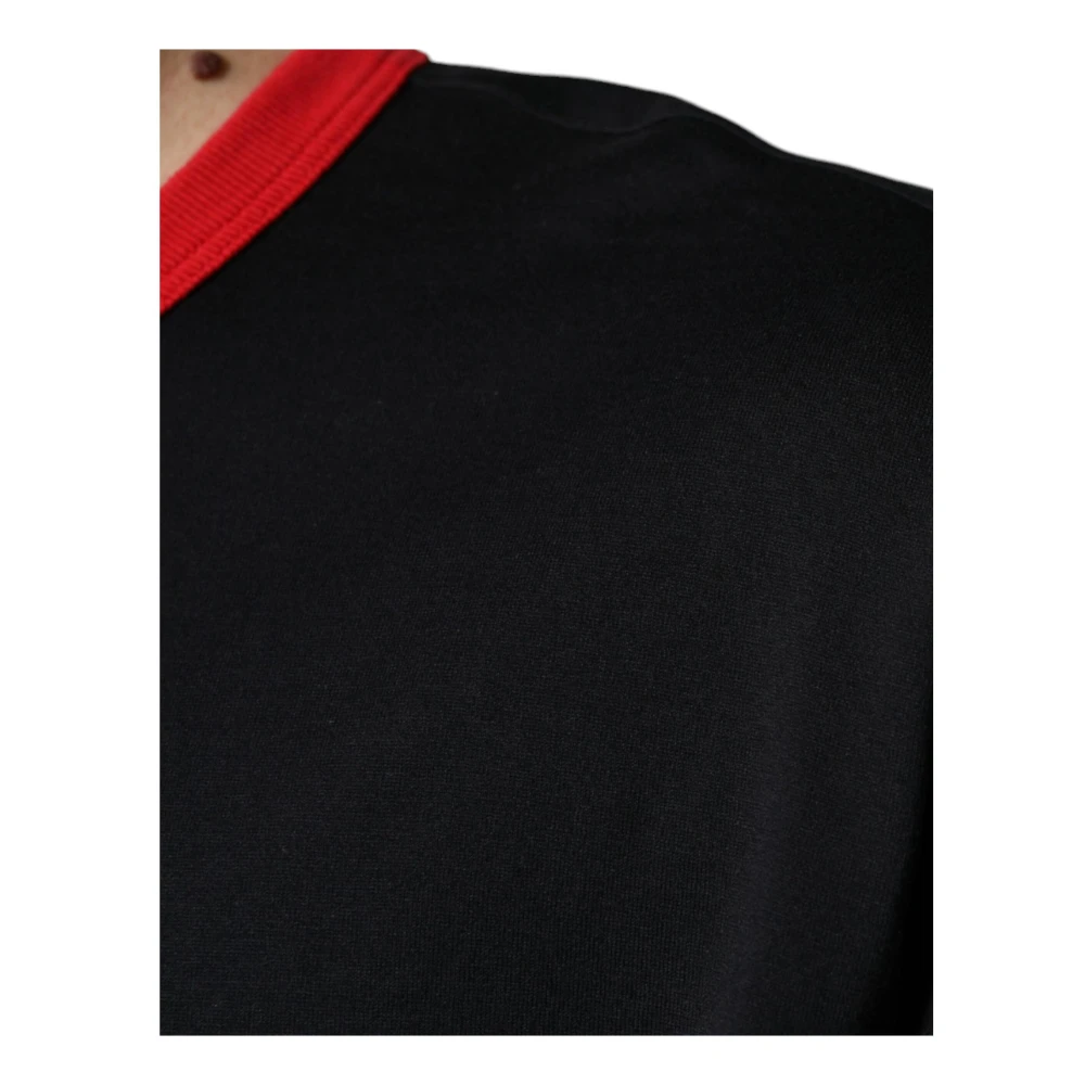 Dolce & Gabbana Zwarte Katoenen Crew Neck T-shirt met Logo Black Heren