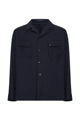 Button Logo Wool Shirt