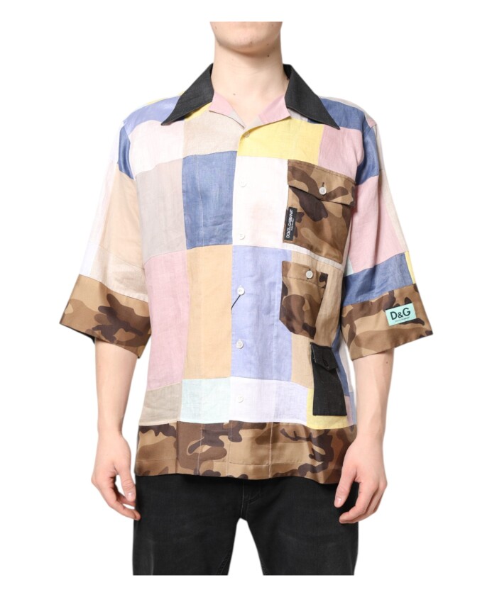 chemise-casual-patchwork-multicolore