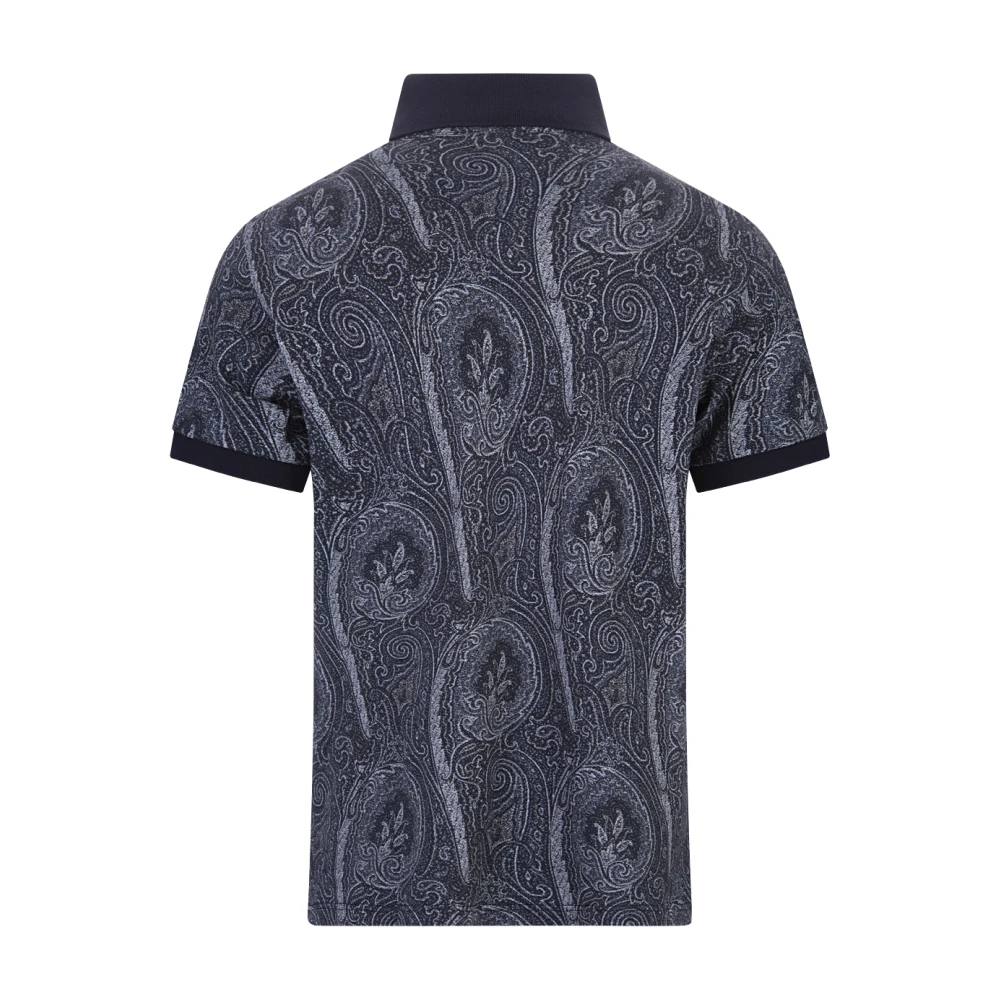 ETRO Blauwe Paisley Print Polo Shirt Blue Heren