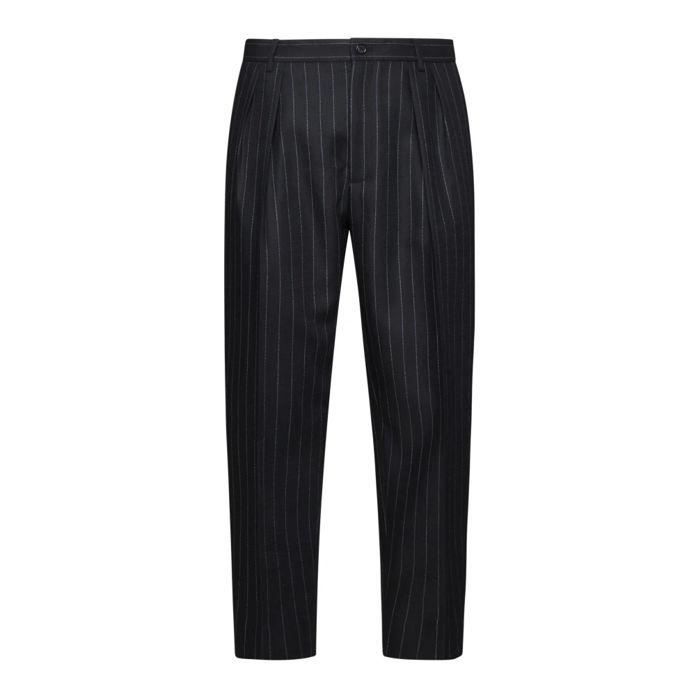 Dolce & Gabbana Pinstripe Wool Tapered Trousers Black Heren