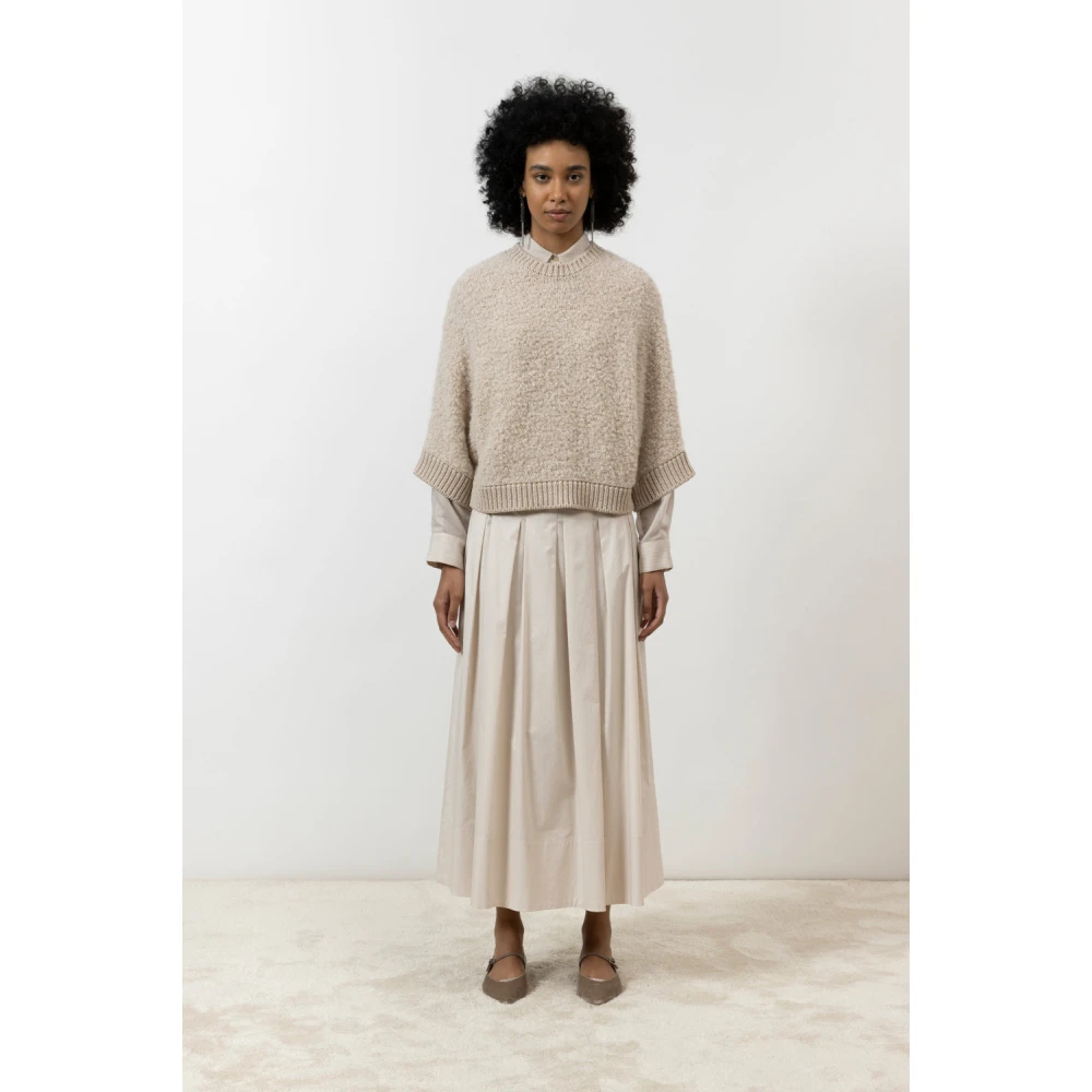PESERICO Gedraaide katoenen lange geplooide rok Beige Dames