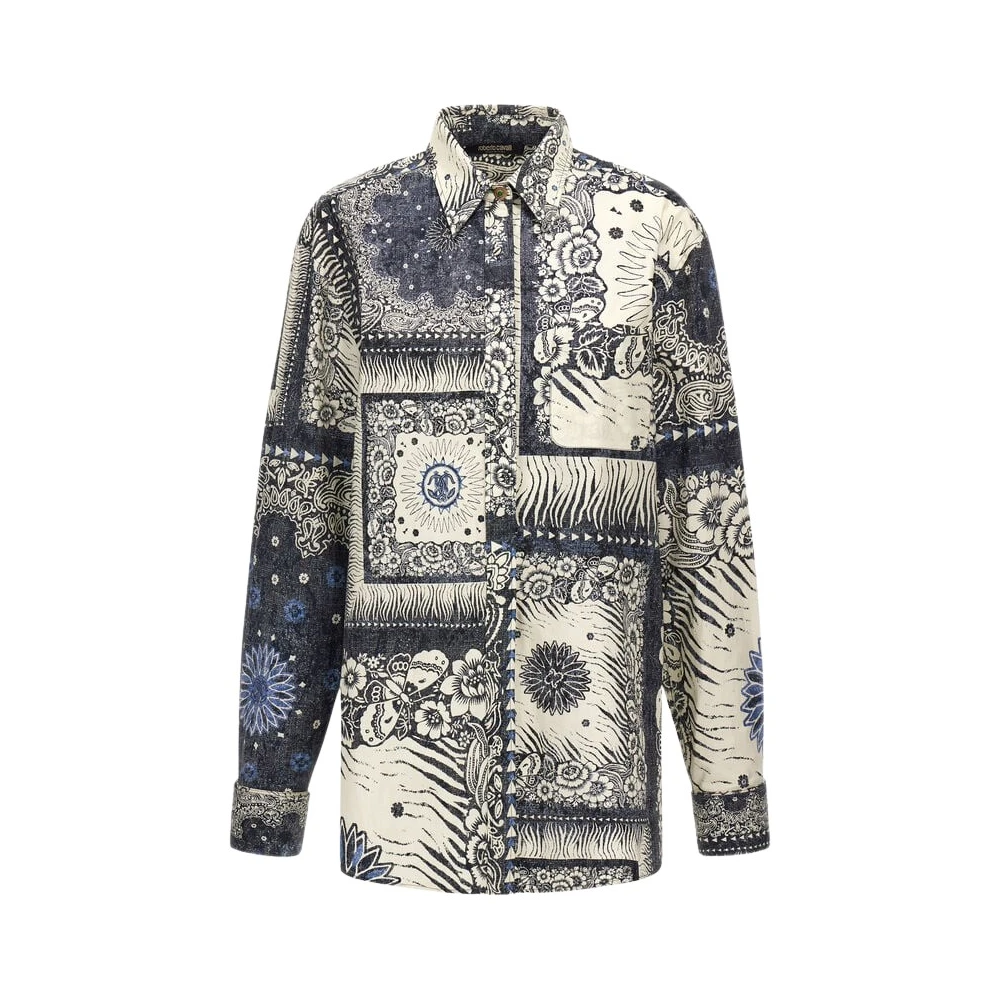Roberto Cavalli Women's Multicolor Shirts, L, Bandana Print Shirt