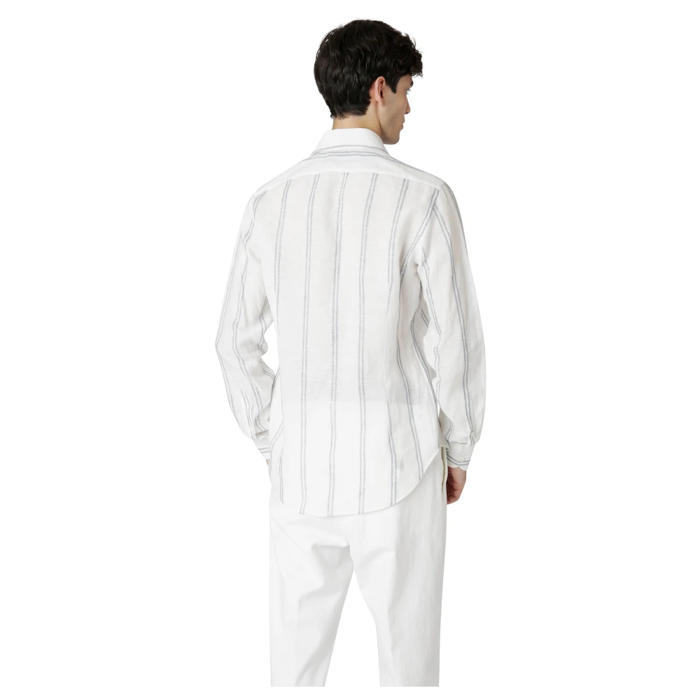 Eleventy Gestreept Linnen Dandy Overhemd White Heren