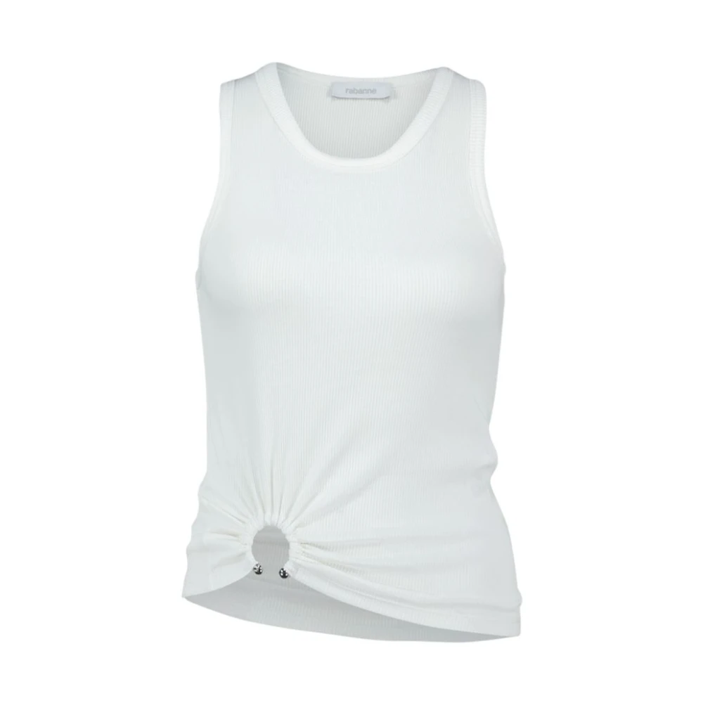 Rabanne Women's White Tank Top With Signature Piercing - Sleeveless Tops - S - Tops