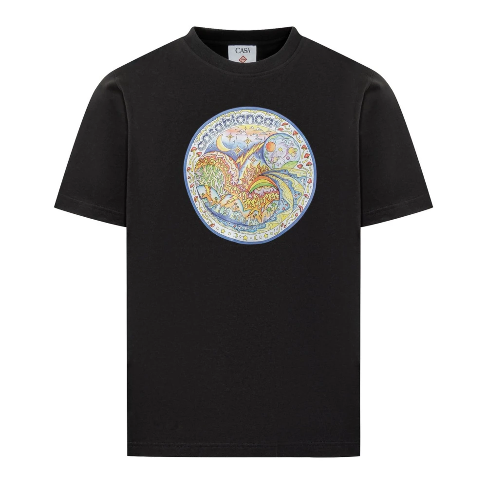 Casablanca Zwarte katoenen T-shirt met print Black Heren