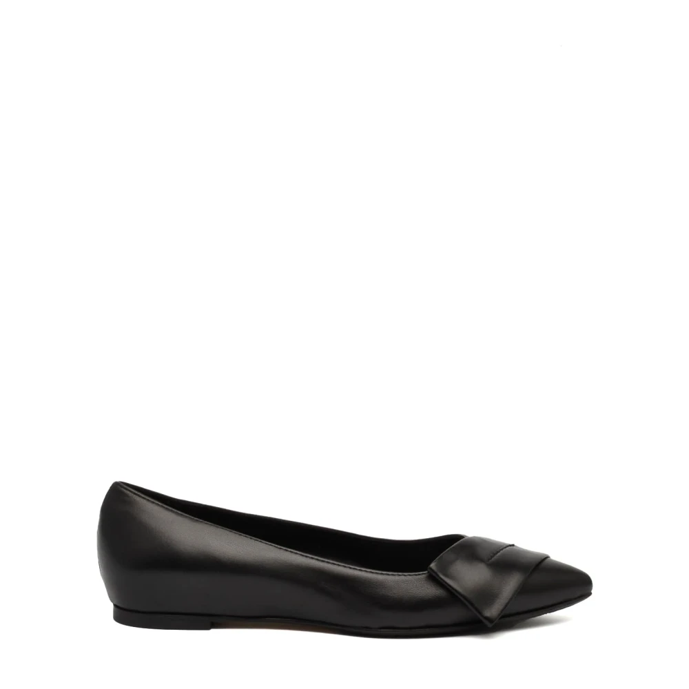 L'arianna Svarta Läder Slingback Ballerina Skor Black, Dam