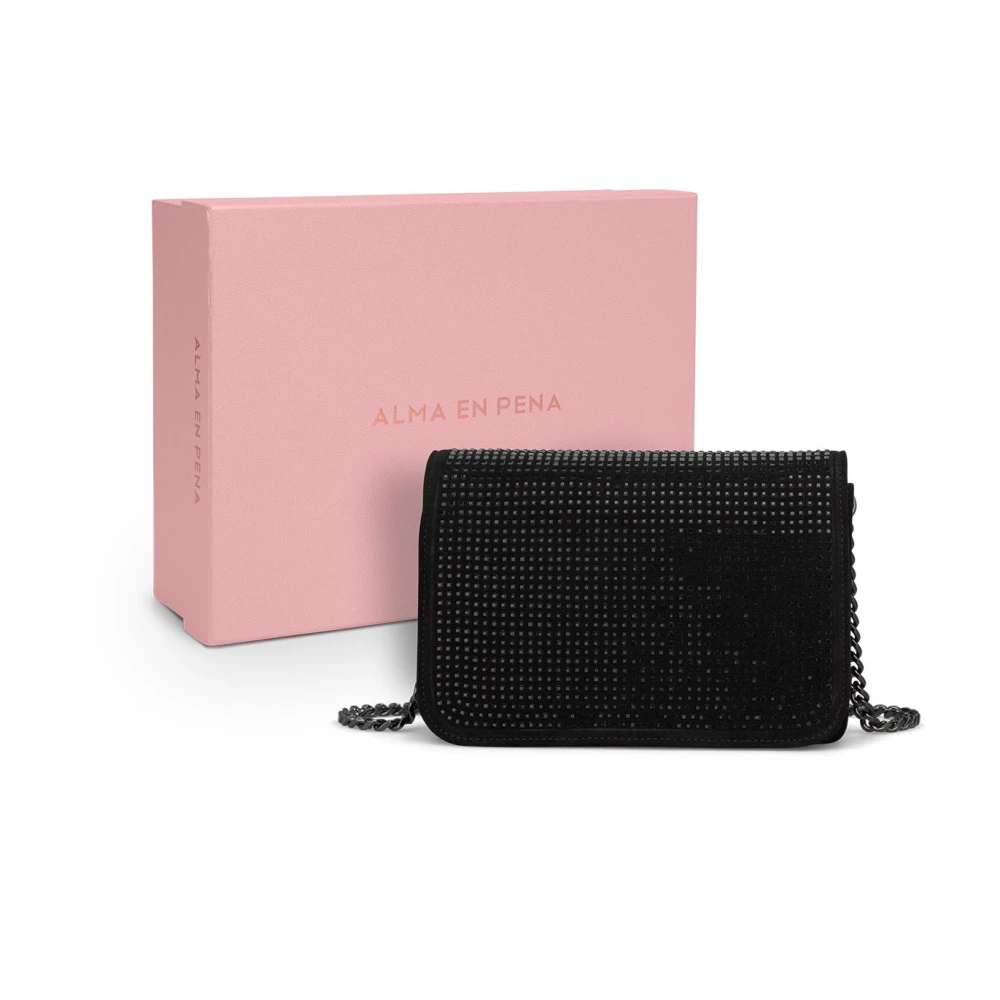 Alma en Pena Schoudertas met Rits en Strass Black Dames
