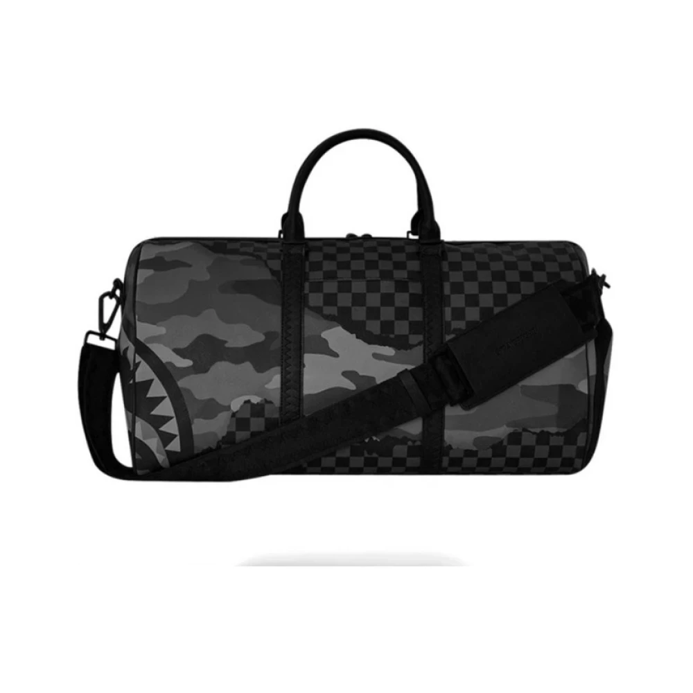 Sprayground Zwarte Camo Tear Duffle Tas Black Dames